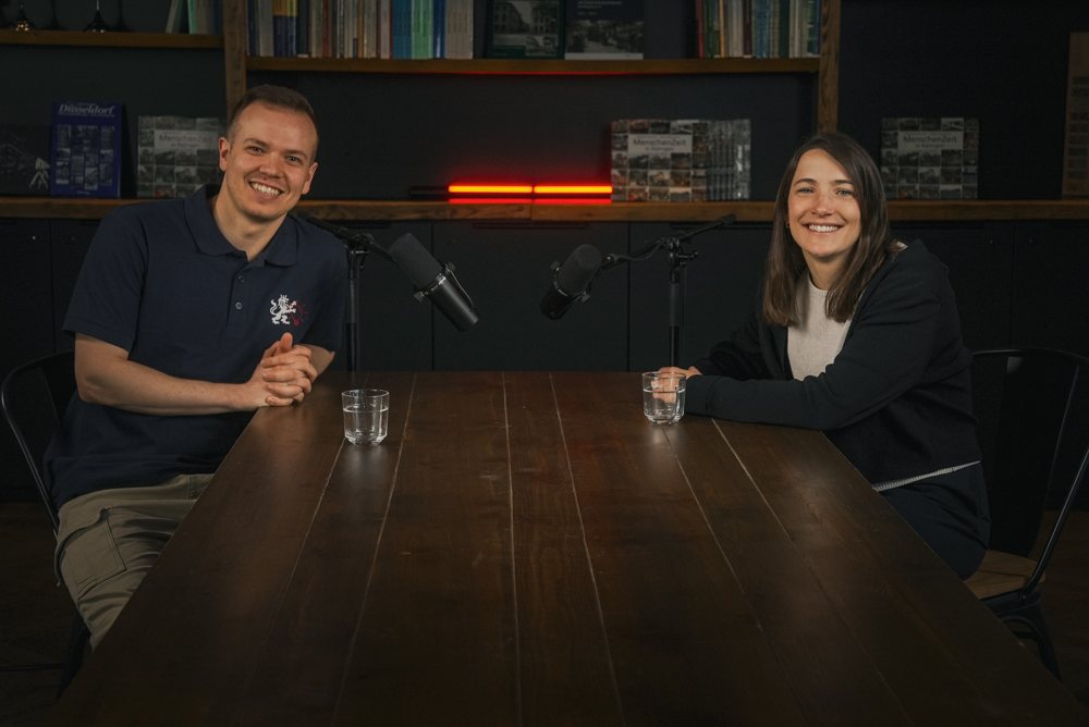 Louis Steininger mit Marie Leukers bei der Aufnahme